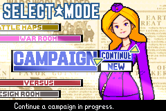 A menu with large top-level options (“Campaign”, “War Room”, “Battle Maps”, etc.) and smaller options beside the currently-selected top-level option (“Continue” and “New”)